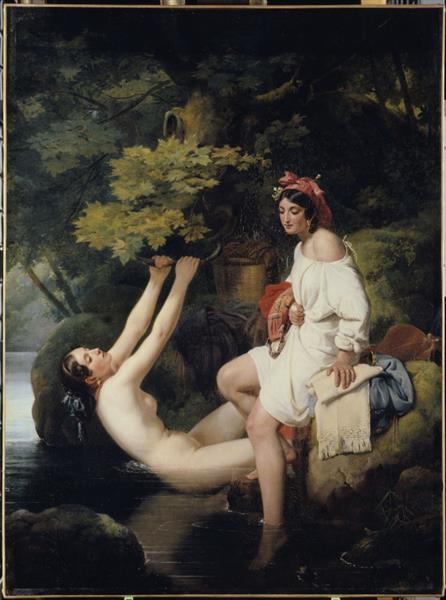 Two young girls bathing in Lake Nemi - Jean-Victor Schnetz
