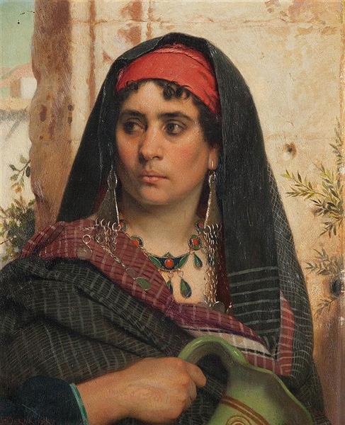 Mediterranean Woman with water jug - Pierre Jean Van der Ouderaa
