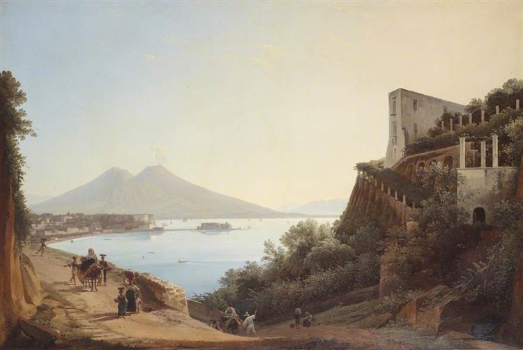View of Naples with Castel dell'Ovo and Mount Vesuvius seen from the Salita di San' Antonio, 1819 - Франц Людвиг Катель