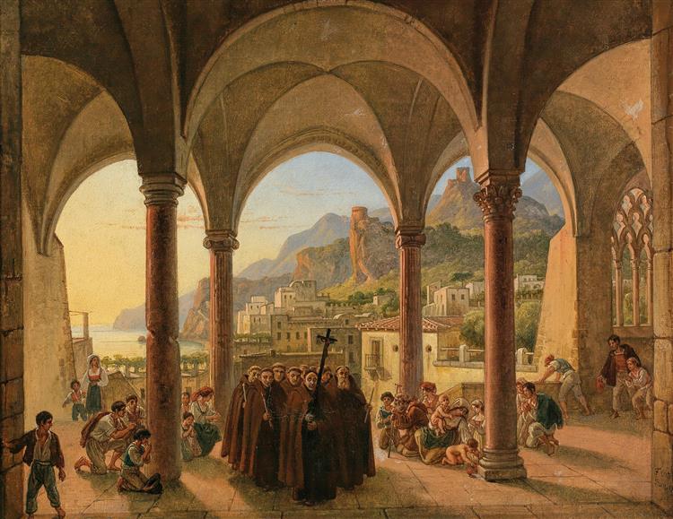View of Amalfi from the porch of the cathedral, 1834 - Франц Людвиг Катель