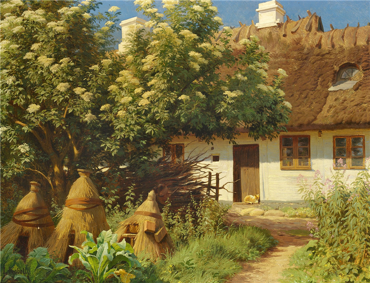 Garden with elder in bloom - Ludvig Kabell