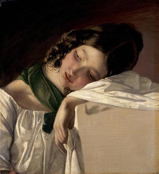Sleeping girl, 1834 - Фридрих фон Амерлинг