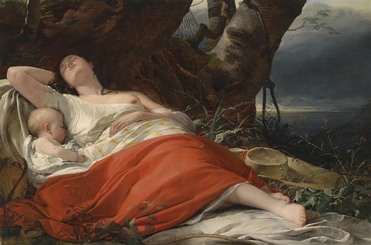 Sleeping fisherwoman, 1834 - Фрідріх фон Амерлінг