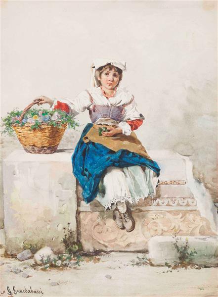 Young flower seller - Guerrino Guardabassi