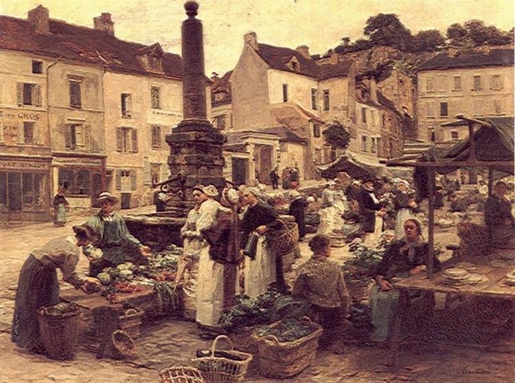 The Château-Thierry market, 1879 - Léon Augustin Lhermitte