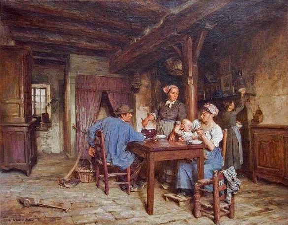 The midday meal - Léon Augustin Lhermitte