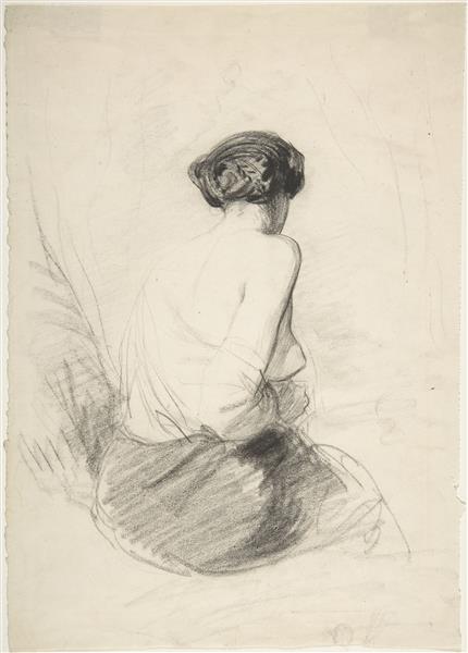 Woman Seated, Seen from Back - Поль Гаварни