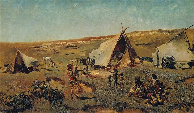 Gypsy camp in the Puszta, c.1875 - c.1880 - Anton Romako
