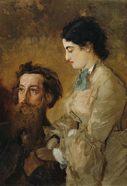 The sculptor Reinhold Begas with his wife Margarethe, 1869 - 1870 - Anton Romako