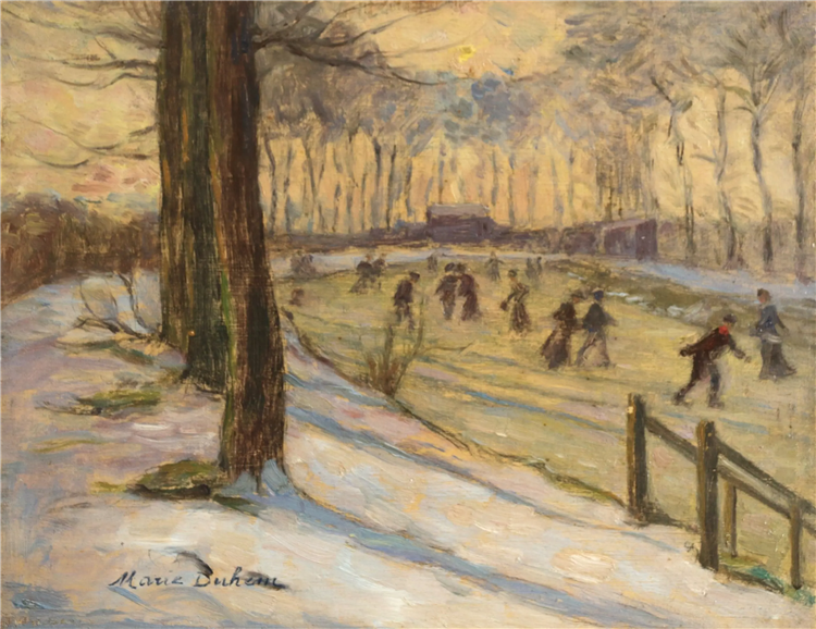 Skaters on River, c.1910 - Marie Duhem