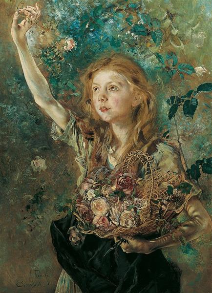 The rose picker, c.1882 - c.1884 - Anton Romako