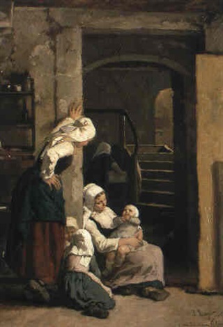 Maid with her children, 1888 - Jules Trayer