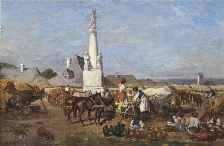 The Market at Szolnok, c.1850 - August von Pettenkofen
