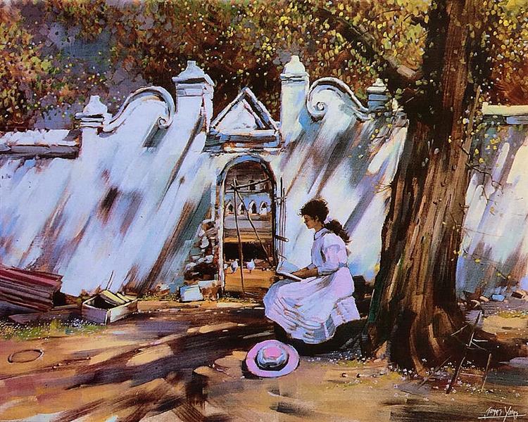 Farm Gate Pensive Moment   Lady with a Hat - James Yates