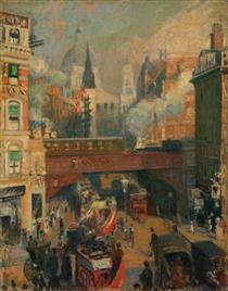 Ludgate Circus, Entrance to the City (November, Midday) - Jacques-Émile Blanche
