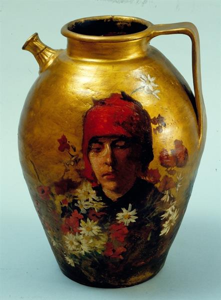 Pitcher with figures of women among the flowers, 1891 - Сільвестро Лега