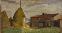 Farmhouse and haystacks - Silvestro Lega