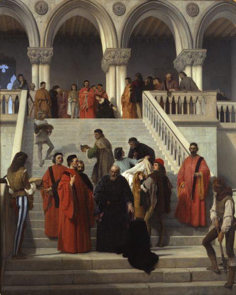 The Final Moments of Doge Marin Faliero on the “del Piombo” Staircase, 1867 - Франческо Хайес