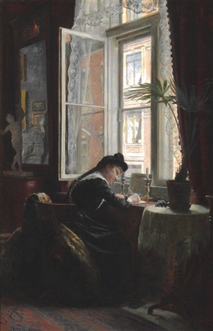 A young girl writes a letter, 1888 - Карл Блох