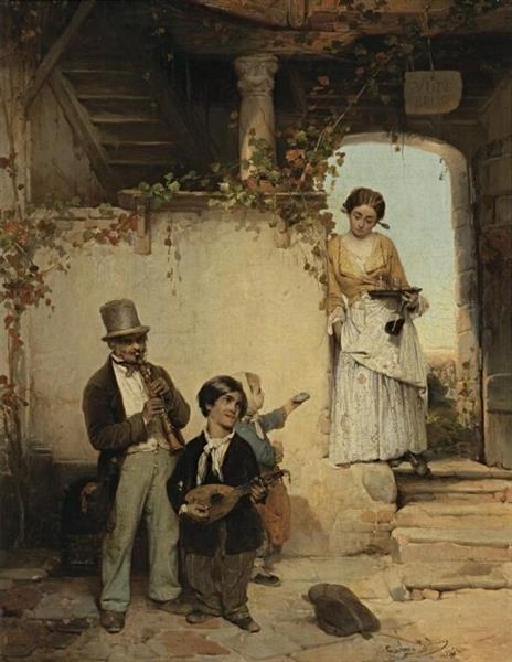 Strolling players, 1854 - Джироламо Индуно