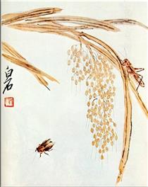 Whisk rice and grasshoppers - Qi Baishi