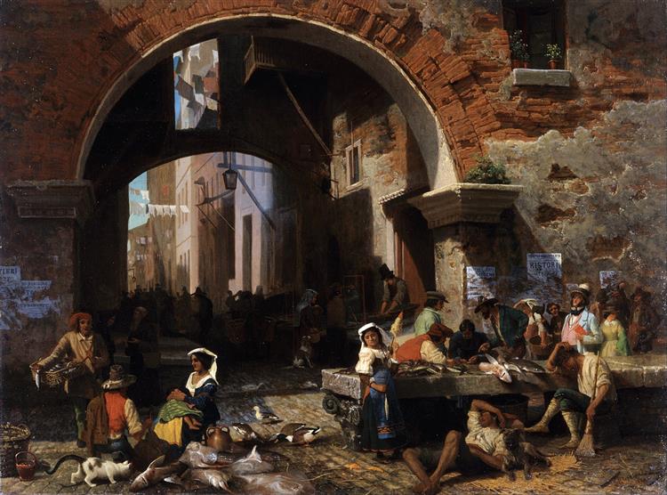 Roman Fish Market. Arch of Octavius, 1858 - Albert Bierstadt