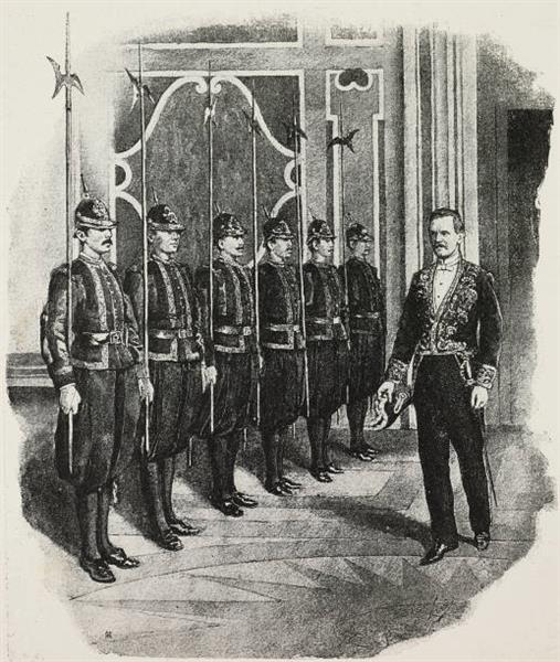 Swiss Guards standing at attention, 1891 - 1892 - Enrico Nardi