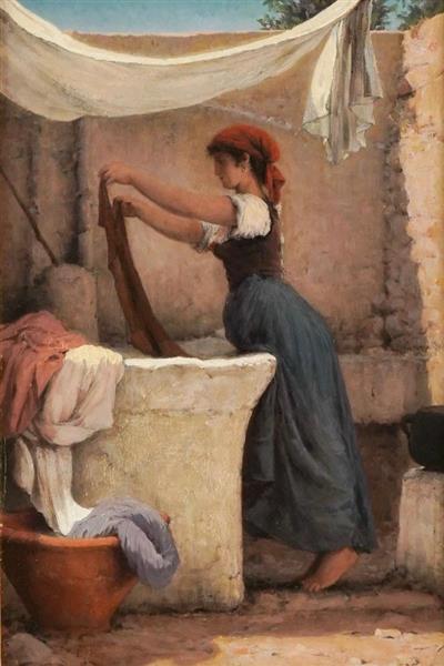 La lavandière à Capri, 1874 - Эрнст Эбер