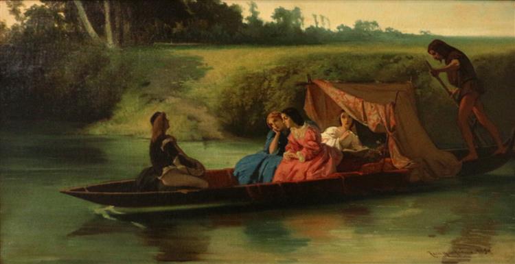 Romance on the Ticino river, 1859 - Федерико Фаруффини