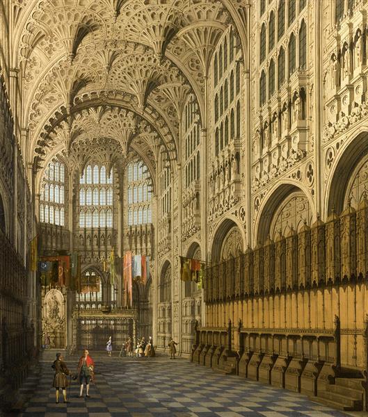 An Interior View of the Henry VII Chapel Westminster Abbey - Giovanni Antonio Canal