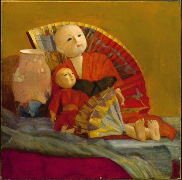 Japanese dolls and fan, c.1889 - Пол Пил