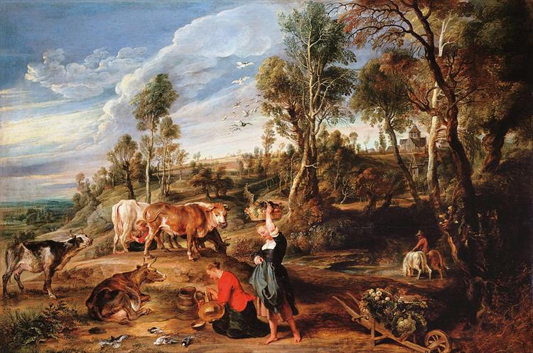 Milkmaids with Cattle in a Landscape - Peter Paul Rubens