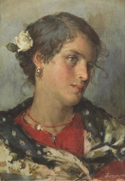 Portrait of a young girl, 1885 - Alessandro Zezzos