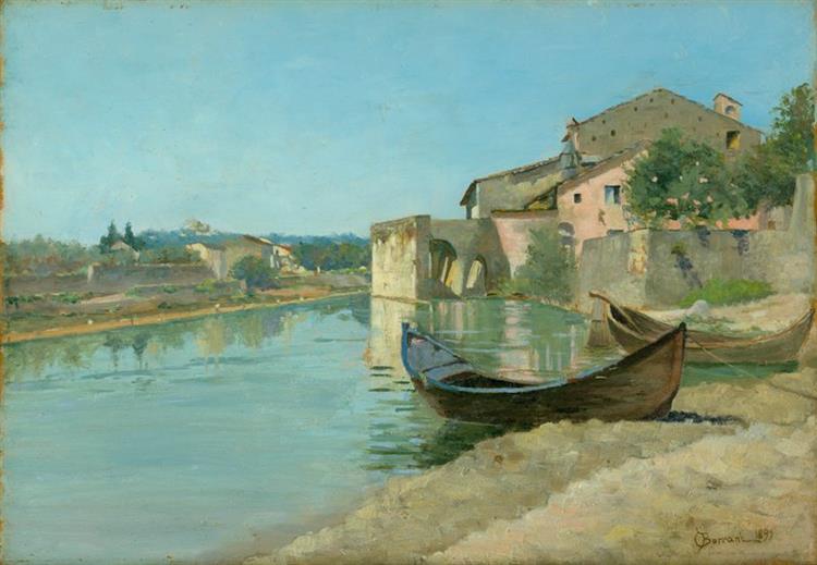 The Arno in Rovezzano, 1899 - Одоардо Боррани