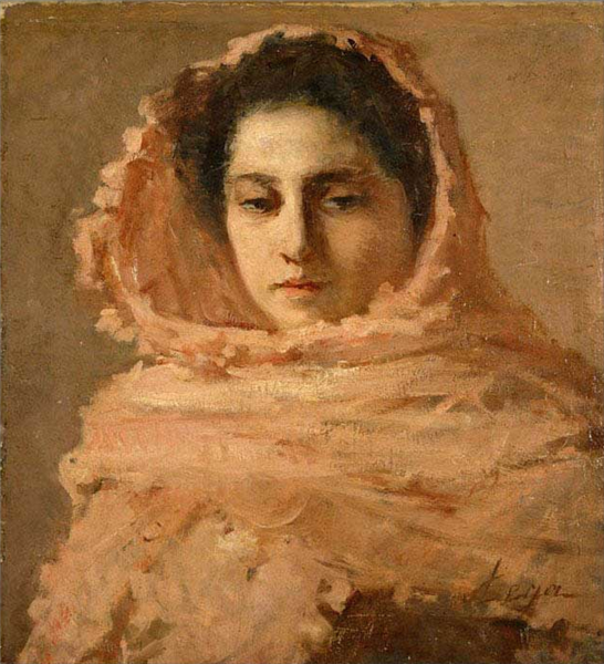 Woman with pink shawl, 1893 - 1894 - Silvestro Lega
