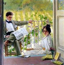 Afternoon on the terrace - Vittorio Matteo Corcos