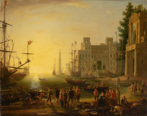 A Port Scene with the Villa Medici - Claudio de Lorena