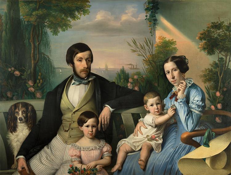 Pietro Stanislao Parisi with family, 1849 - Giuseppe Tominz
