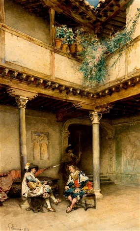 Musicians in Courtyard, 1881 - Gustavo Simoni