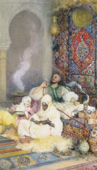 Smoking the hookah, 1880 - Gustavo Simoni