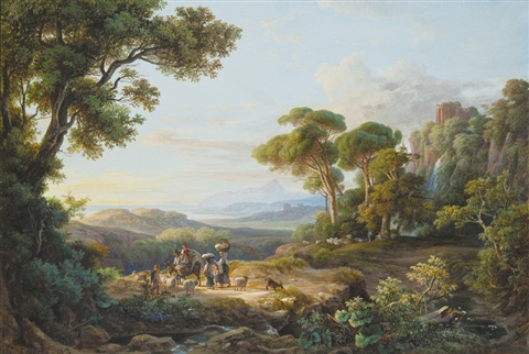 Italian landscape with figures, c.1849 - c.1850 - Károly Markó the Elder