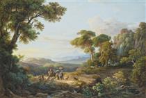 Italian landscape with figures - Károly Markó the Elder