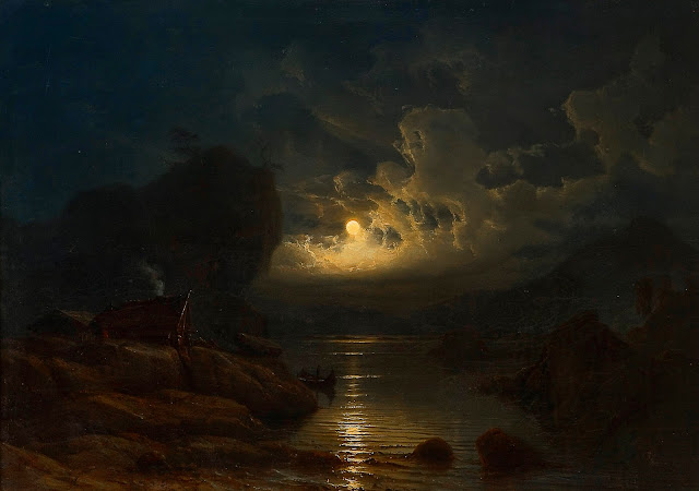 Coastal Landscape with crowds of Moonlight, 1852 - Кнут Андреессен Бааде