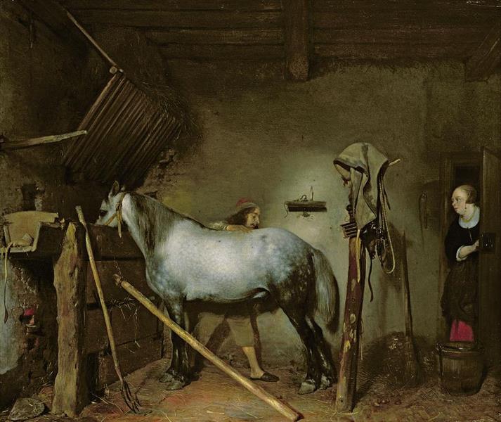 Horse in a Stable, c.1652 - c.1654 - Герард Терборх