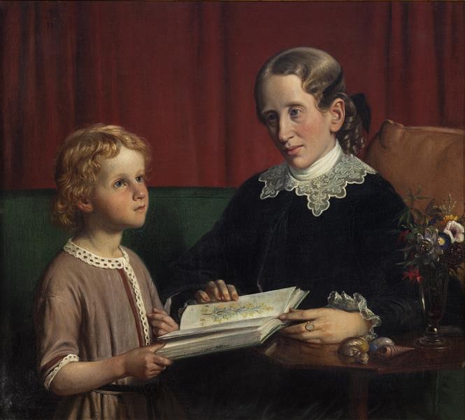 Miss Annette Hage Shows her Nephew Hother Hage a Book on Plants, 1856 - Wilhelm Marstrand