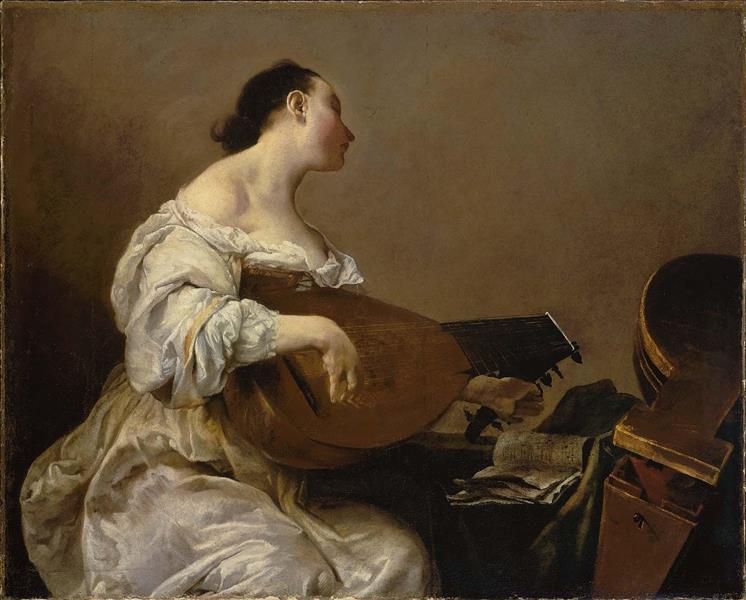 Woman Tuning a Lute, 1705 - Джузеппе Мария Креспи