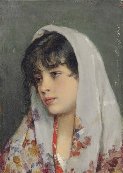 A Venetian beauty, 1865 - Эжен де Блаас