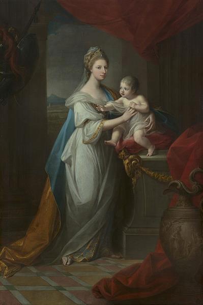 Portrait of Augusta of Hanover with her first born son Karl Georg of Brunswick, 1767 - Angelica Kauffman