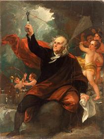 Benjamin Franklin Desenhando a Eletricidade do Céu - Benjamin West