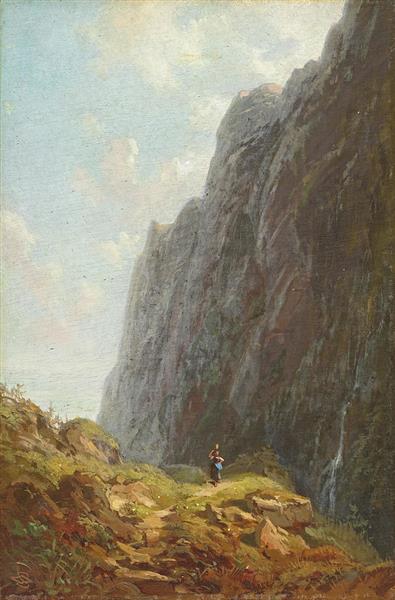 Mountain landscape and milkmaid in the Wendelstein area - Carl Spitzweg